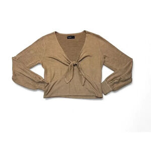 Abercrombie & Fitch Women's Front Tie Cropped Sweater Brown Size Large